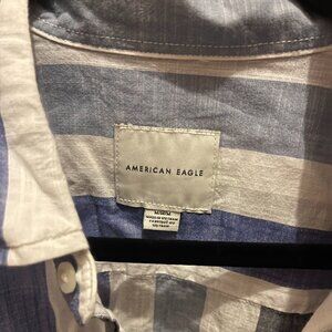 American Eagle Striped Short Sleeve Button Down